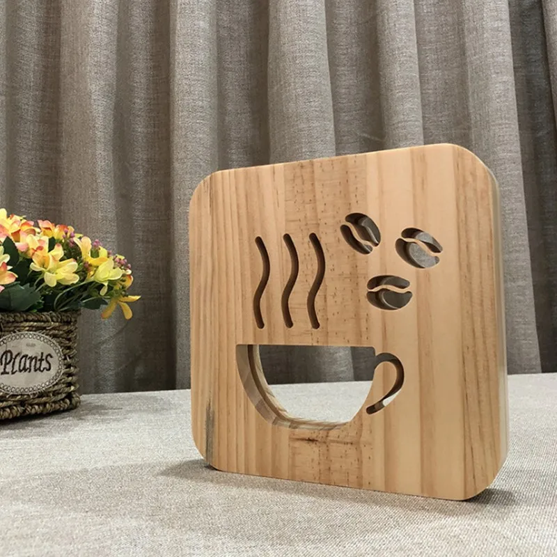 Criativa de Madeira Lâmpada para Sala de Estar Conduziu a Lâmpada Arte Café Quarto Luzes Restaurante Cafe Loja Estante Interior Decorativo Luz 7 Luzes noturnas
