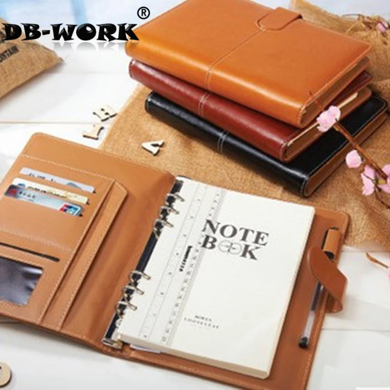 

2019 Business Leather Notebook Quality ring binder a5 commercial notepad stationery notebook tsmip stationery Free Shiping