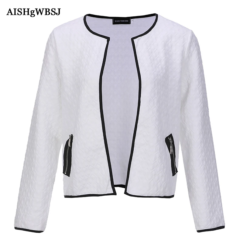 2018 Women Slim Blazers Cardigans Spring Autumn Thin Black White Short