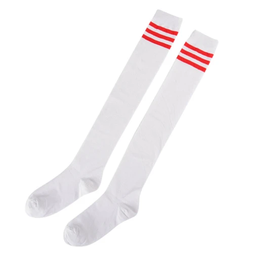 Лидер продаж, женские сексуальные полосатые носки выше колена из хлопка и полиэстера, носки выше колена для девушек и женщин,, 4 цвета, 1 пара - Цвет: White Red