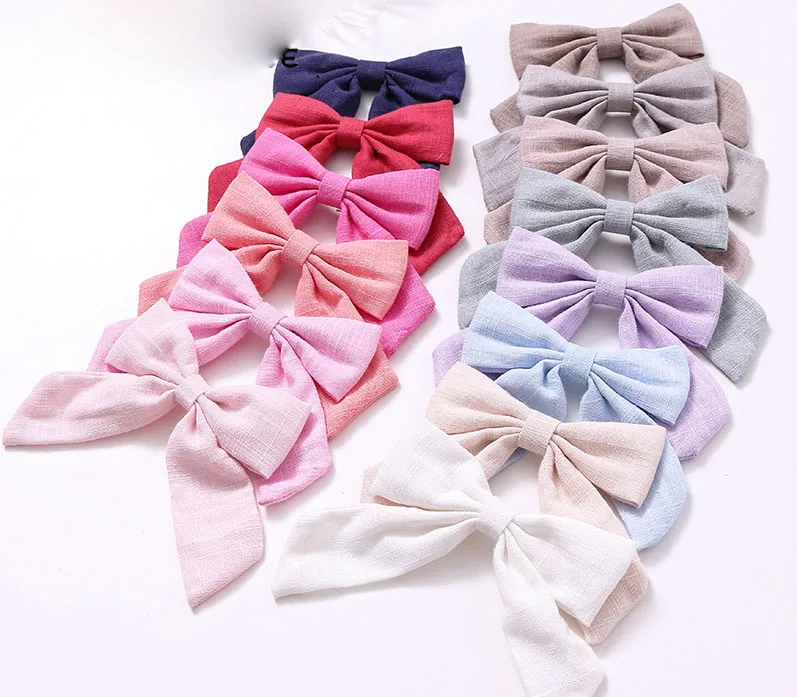 MengNa 3.6&quot Fabric Bow With Clip For Girls Hair Accessories Hairpins Buotique Bows 30pc/lot |