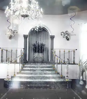 

TR 8X8FT Photography Backdrop Photo Studio Holiness White Wall Palace Wedding Backdrops Wood Stair Bright Light Photo Background