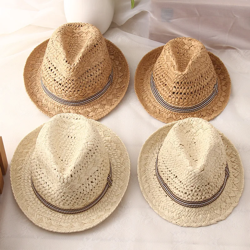 Корейская соломенная шляпа для родителей и ребенка, детская шляпа, весенне-летние выходные пляж, ручная работа, джаз, шляпа, мужская женская шапка