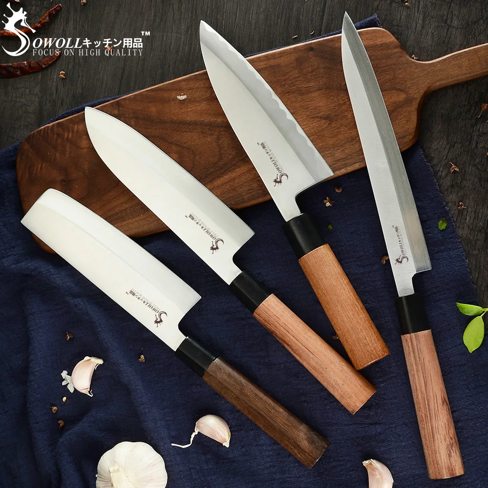 

SOWOLL Japanese Salmon Sushi Knives Chef Kitchen Salmon Stainless Steel Sashimi Kitchen Knife Raw Fish Fillet Layers Cook Knife