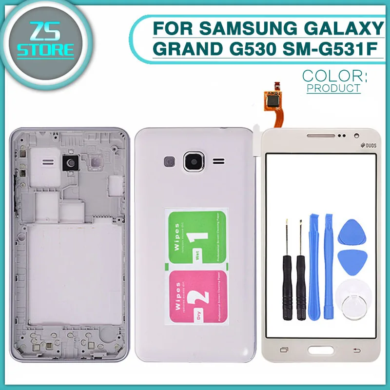 

G531 Full Housing Case For Samsung Galaxy Grand Prime SM-G531 G531H G531F Battery Back Cover Middle Frame Bezel+ Touch screen