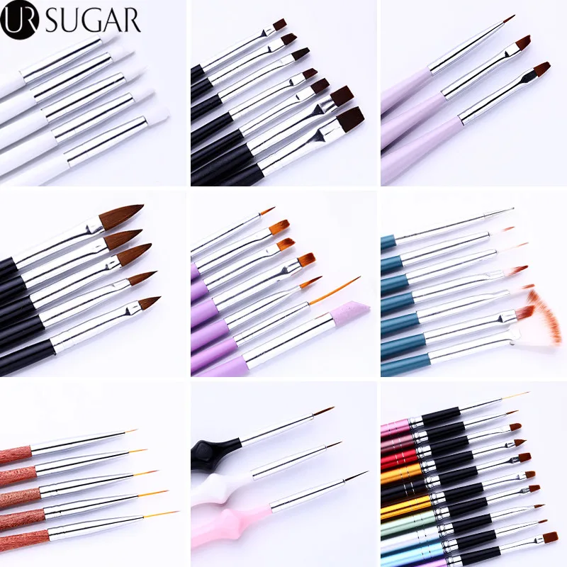  Liner Nail Brush Set Painting Drawing Carving Pen Brush for Acrylic Builder UV Gel Flat Crystal Man