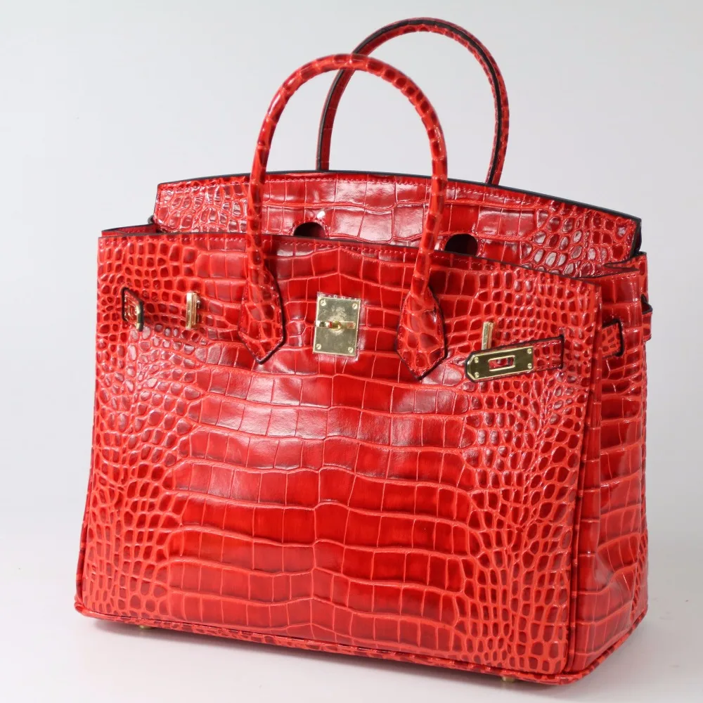 Koop Kwaliteit Gegarandeerd ~ Mode Krokodil Patroon Vrouwen Echt Lederen handtas \\ Bag Designer dames Tote Schoudertas ~ 17B33