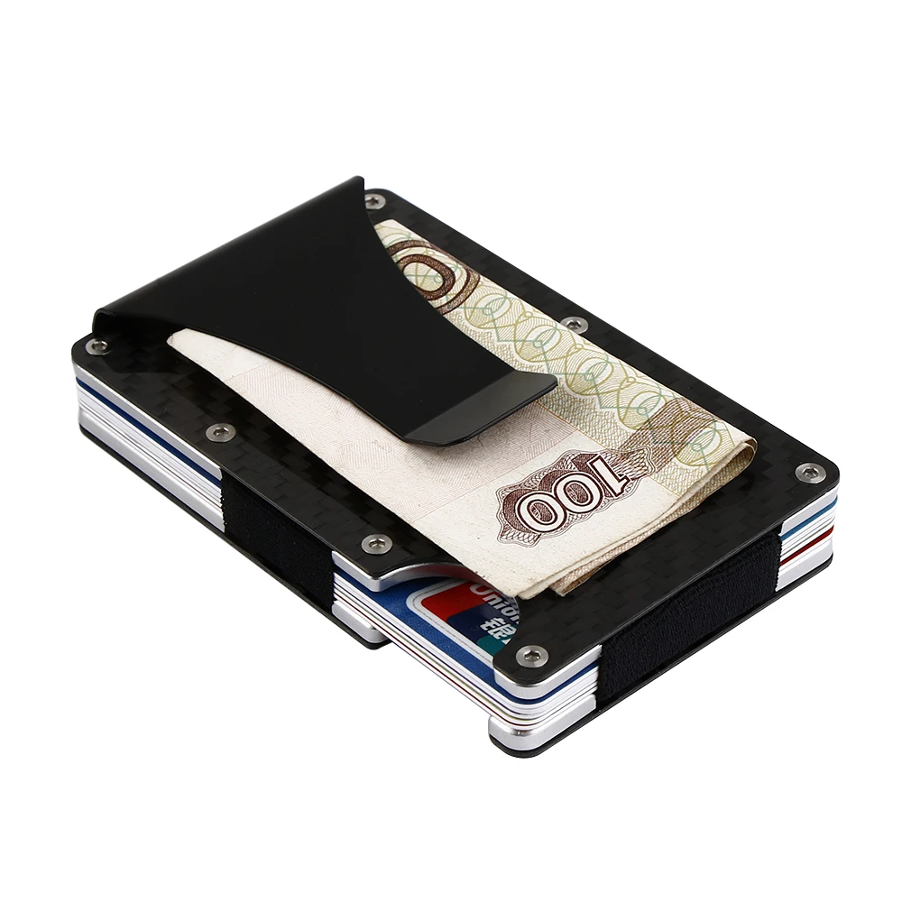 

7mm Thin Metal RFID Wallet Men Business Card Holder Magnetically Shielded Anti-Theft Large Capacity Card ID Holders
