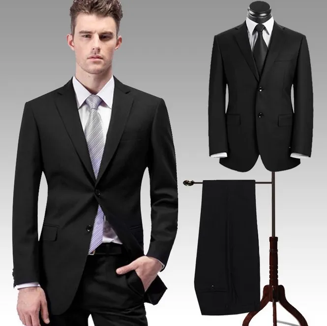 2 Pieces Blazer and Pants Business or Wedding Suits For Men Black Blue ...