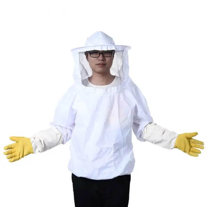 Beekeeping Jacket Pull Over Smock Protective Equipment Bee Keeping Suit Hat P7Ding