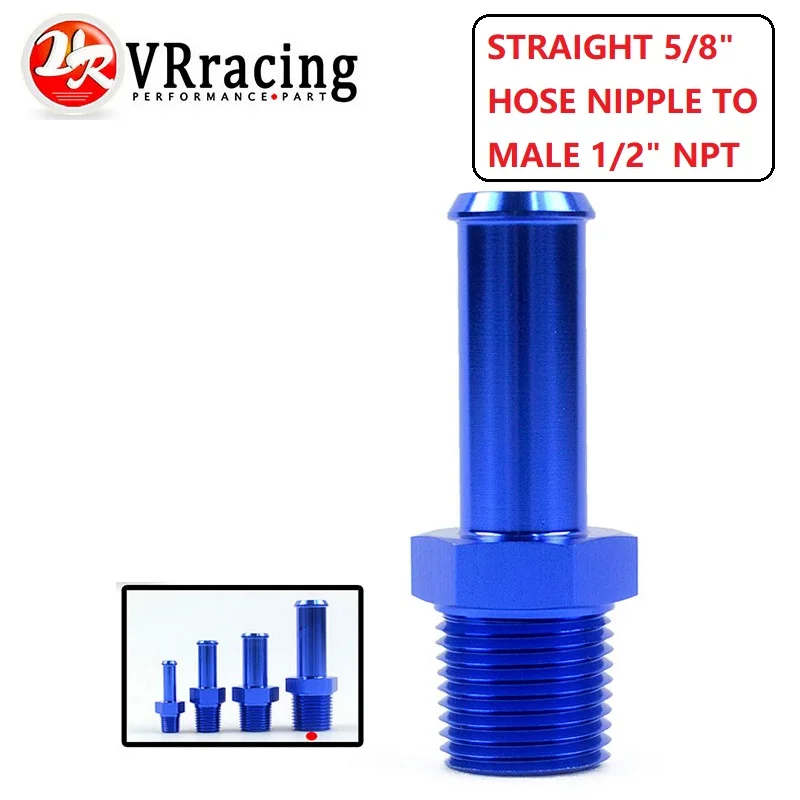 

VR RACING - UNIVERSAL ALUMINUM STRAIGHT 5/8" HOSE NIPPLE TO MALE 1/2" NPT FITTING BLUE VR-SL840-10-011