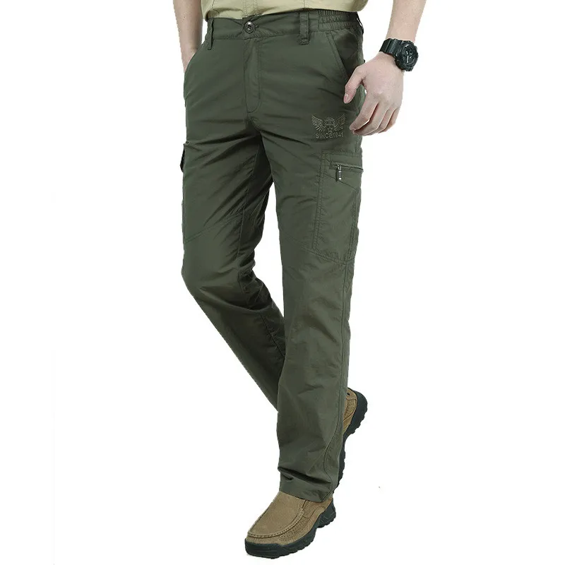 

2018 Quick Dry Casual Cargo Pants Men Autumn Army Military Long Trousers Men's Tactical Pants Male lightweight Waterproof Pants