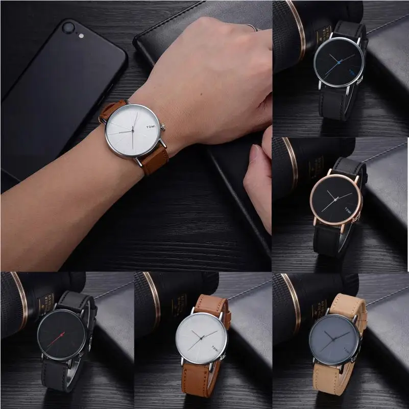 

2017 NEW TOMI Fashion Casual Men 's Bussiness Retro Design Leather Round Band Watch L8213