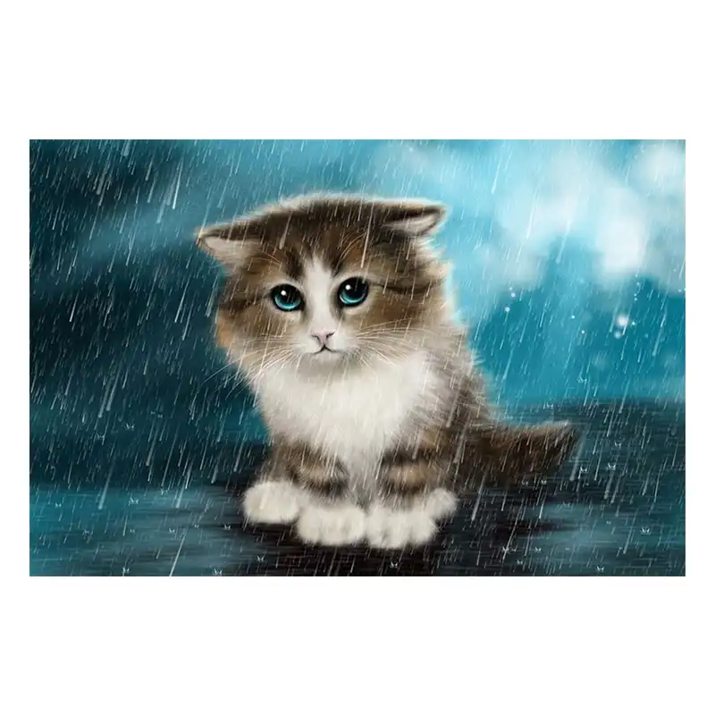 Toile De Peinture Decorative Pour La Maison 1 Piece Petit Chaton Triste Sous La Pluie Affiche Imprimee Photos De Chat Mignon Pour Salon Cadre D Art Mural Aliexpress