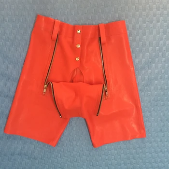 

0.4MM Thickness Latex Codpiece Short Pants Men's Latex rubber Tight Breeches Back zipped