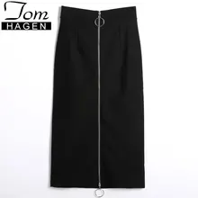 Том Хаген Повседневная тонкая высокая талия элегантные юбки для женщин s Длинная женская черная плюс размер эластичная юбка
