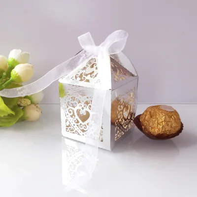 100 шт Подарочный детский душ коробка для конфет бумажная упаковка Свадебные сувениры пакетики картонные коробки бонбоньерка Подарочный мешочек - Цвет: Bright Silver