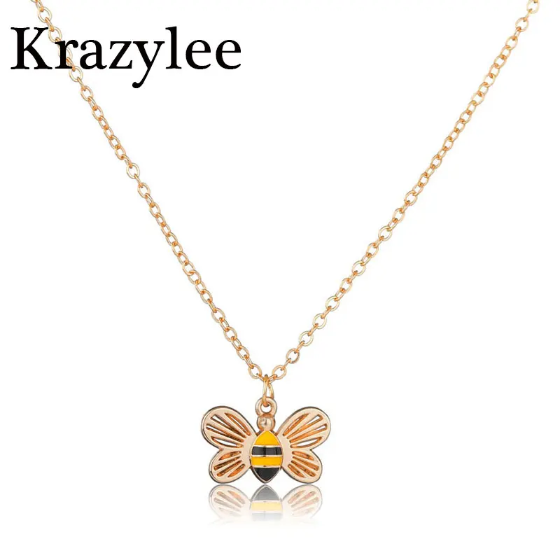 

Krazylee Enamel Bee Necklace Gold Silver Honey Bee Pendant Necklaces For Women Fashion Animal Insect Jewelry Accessories E773