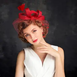 2018 новые корейские модные женские туфли шляпа кружево Цветочный шляпа Свадебные шляпы Свадебные аксессуары красный марли женский