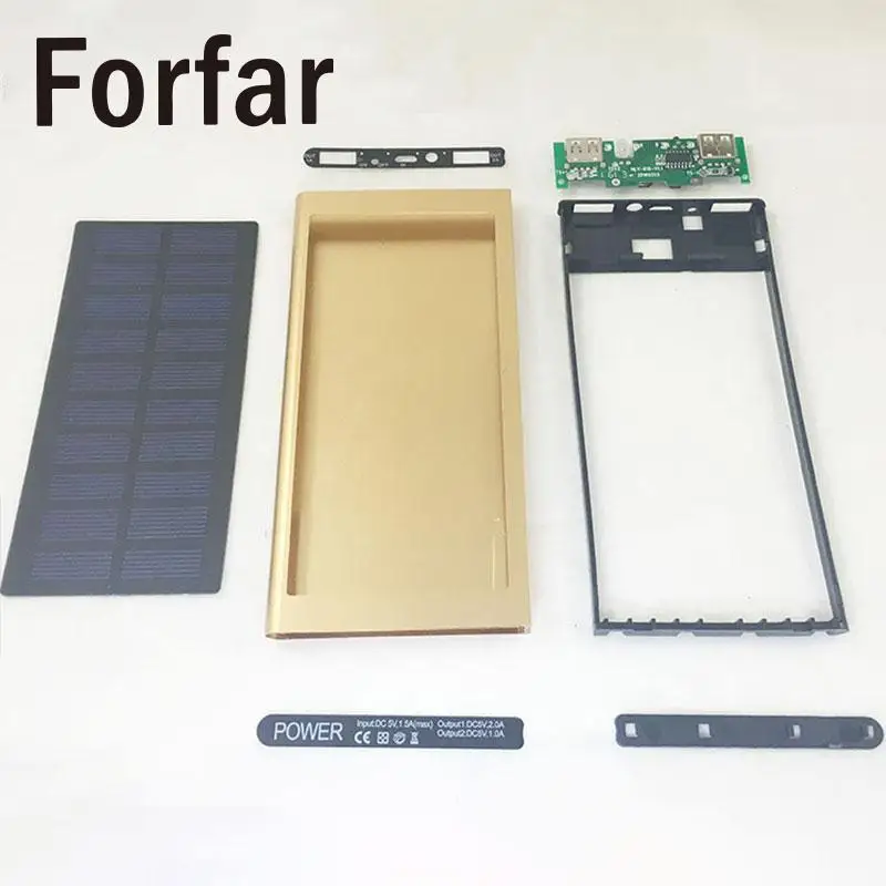 Fofar, солнечная панель, Внешнее зарядное устройство, двойной USB порт, внешний аккумулятор, сделай сам, набор, 606090 аккумулятор, портативный, для улицы, кемпинга