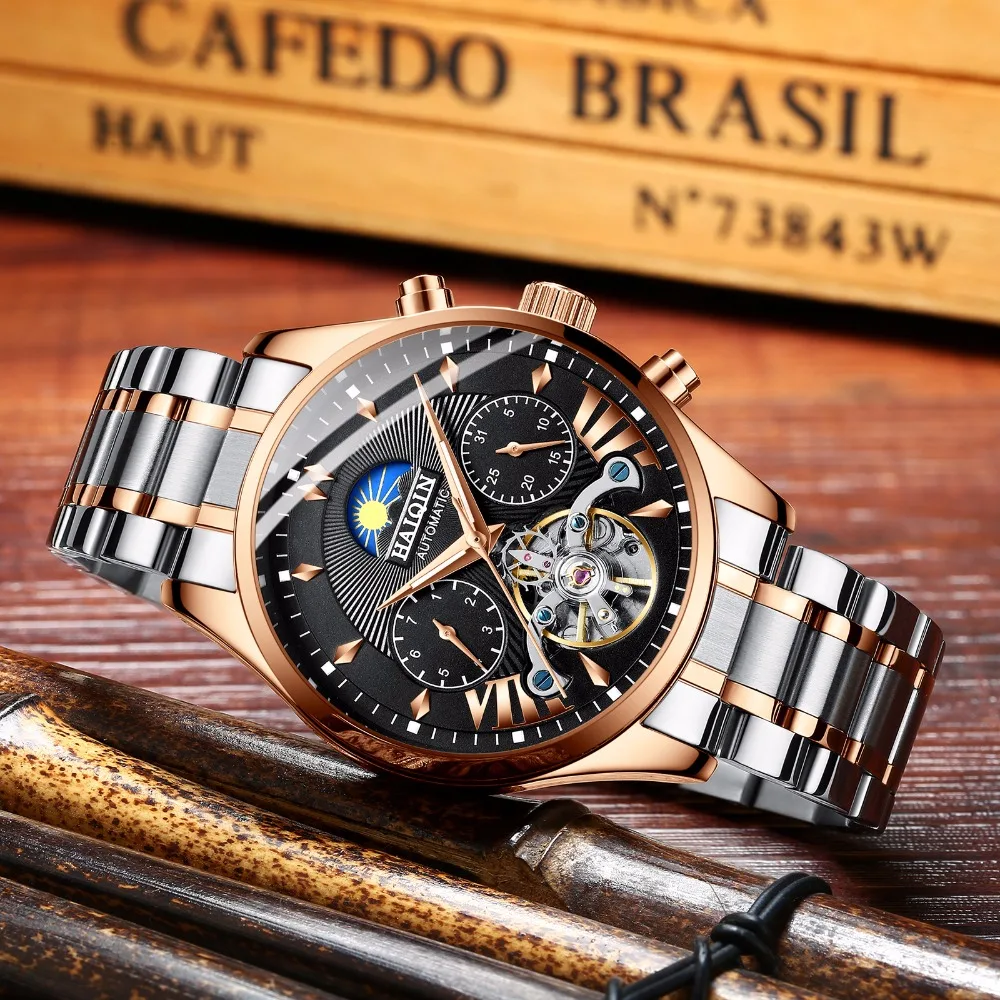 HAIQIN hombres/hombres relojes de marca superior automático de lujo/mecánico/reloj de lujo para hombre reloj deportivo reloj de pulsera para hombre hombre tourbillon - 3
