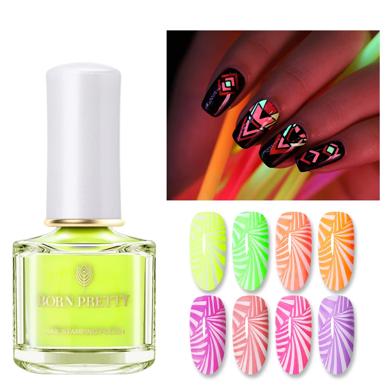 BORN PRETTY Летняя серия стэмпинг для ногтей флуоресцентный эффект Стикеры масло