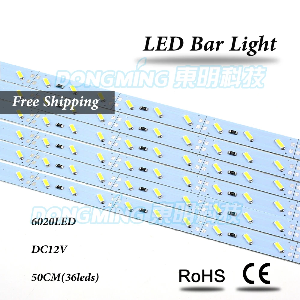 

20pcs/Lot LED bar light 0.5m 36Leds luces aluminum DC 12V led luces strip 6020 SMD under cabinet light for kitchen wardrobe