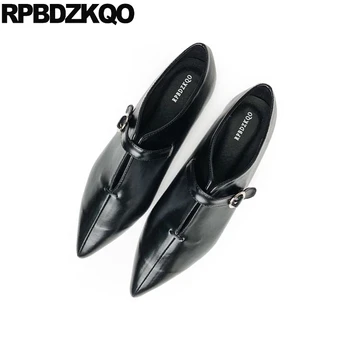 

Pointy Women Shoes Flats British Style Vintage Unique 2018 5 Pointed Toe Black Ladies Size 34 White Designer Drop Shipping Belts