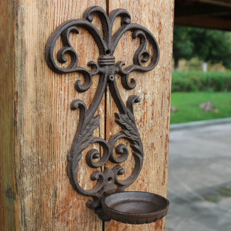 Old Look Antique Rustic Accents Branch Design Cast Iron Wall Sconce Candle Holder Old Look Antique Rustic Accents Branch Design Cast Iron Wall Sconce Candle Holder