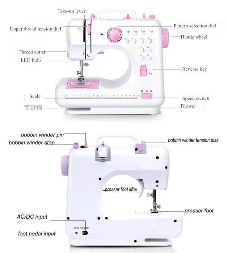 Мини портативные Швейные машины двойная скорость двойная нить многофункциональная электрическая автоматическая перемотка протектора швейная машина для домашнего использования