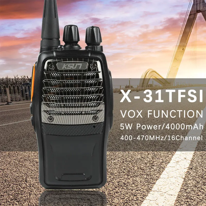 1 шт. KSUN X-31TFSI портативная рация VOX Функция 5 Вт ручной Pofung UHF 400-470 МГц 16CH двухсторонний портативный любительский радиопередатчик