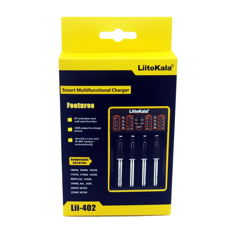 

LiitoKala Lii-202 USB Intelligent Battery Charger with Power Bank Function for Ni-MH Lithium for 18650 26650 18350 14500 lii202