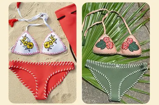 2018 56 23 color summer newest color handmade crochet bikini bandeau bow halter swimwear women Floral bottom swimsuit hot summer