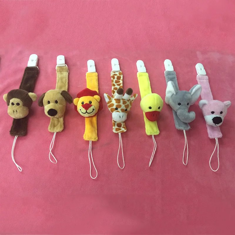 Cute plush Baby pacifier holder nipple chain baby teether chain toy dummy holder soother lion/giraffe chain Pacifier chain B0620