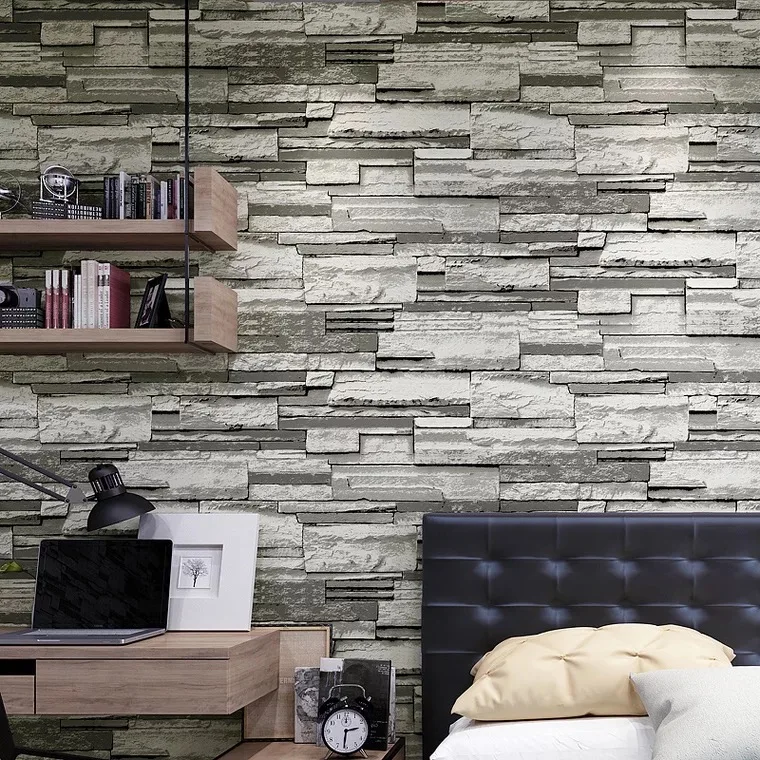 

Vintage Rustic Stone Brick 3D Wallpaper Roll Living Room Bedroom Restaurant Background Loft Wall Paper