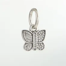 CKK бусины из стерлингового серебра 925 Pave бабочка Висячие Подвески-талисманы для изготовления ювелирных изделий Fit Pandora Браслеты DIY аксессуары kralen