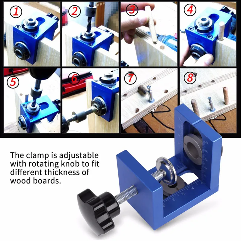 Woodworking Tool Drilling Locator DIY Joinery High Precision Dowel Jigs Kit Wood Dowel Hole Drilling Guide Adjustable Clamp For Carpentry  (5)