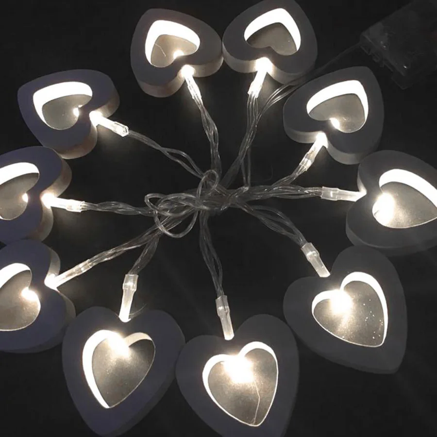 Wooden Love Heart Shaped 10 LED String Lights Battery Romantic Valentie's Day Holiday Lights Christmas Room Lights Decor HG-33 Wooden Love Heart Shaped 10 LED String Lights Battery Romantic Valentie's Day Holiday Lights Christmas Room Lights Decor HG-33
