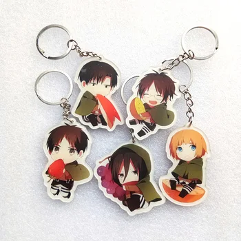 

5pcs/set Anime Keychain Attack on Titan Eren Armin Arlert Mikasa Cute Q Ver. Keychain Portachiavi Keyring Bag Pendant