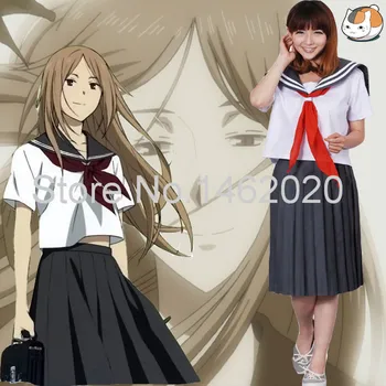 

Anime Natsume Yuujinchou Nyanko Sensei Natsume Reiko Cosplay Costume Women Sailor Suits Short Sleeve Tops + Skirt Girls Clothing