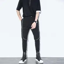 Большие размеры весна-осень корейский Повседневное личности молния Украсить черные брюки-Карандаш мужские лосины для бега M-4XL