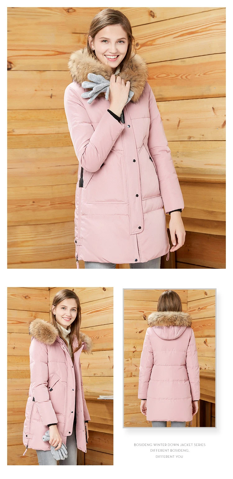 AYUNSUE Лидер продаж Повседневное пальто парки для Для женщин зимняя женская куртка с капюшоном мех енота тонкий пуховое пальто для Laides LX850