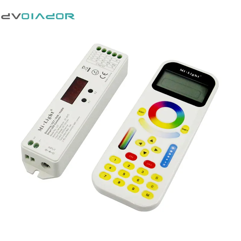 

DVOLADOR 2.4GHz Remote FUT090 +Mi.Light LS1,4 in 1 Smart LED Controller for Single Color, CCT, RGB RGBW Strip ,DC12V