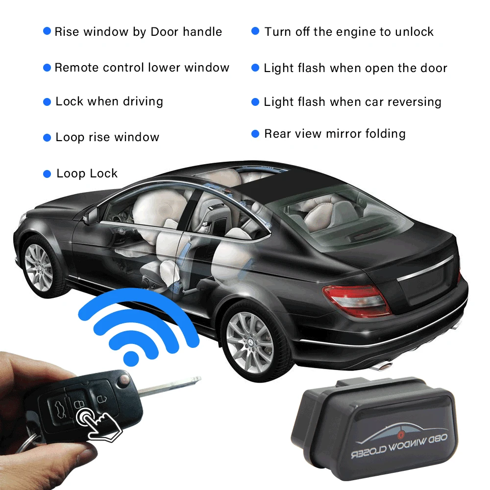 

For V-W OBD2 Window Closer Car Alarm Systems Diagnostic Device OBD OBD2 16Pin For 4 Doors OBD Auto Close Windows