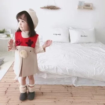 

Toddler Baby Princess Dress Cute Wapiti Hairball Christmas Dress Fashion Woolen Sleeveless Dresses For Girls Kids Vest Clothing