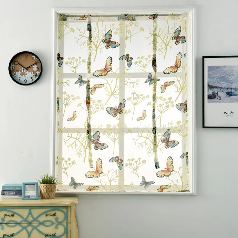 Us 4 42 20 Off Short Sheer Curtains Burnout Roman Blinds Butterfly Sheer Panel Tulle Window Treatment Door Curtains Home Decor In Curtains From Home
