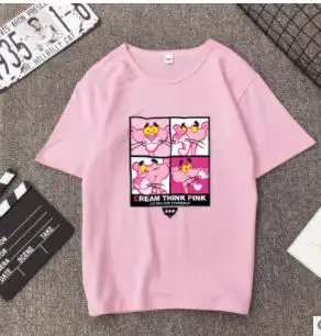 Ulzzang Harajuku Розовая пантера футболка с принтом для женщин японские летние Забавные