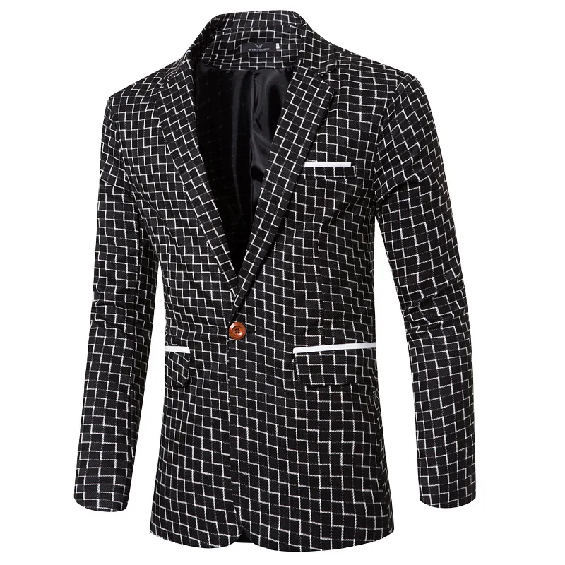 

Spring and Autumn new men's fashion Slim plaid leisure suit jacket AL7820