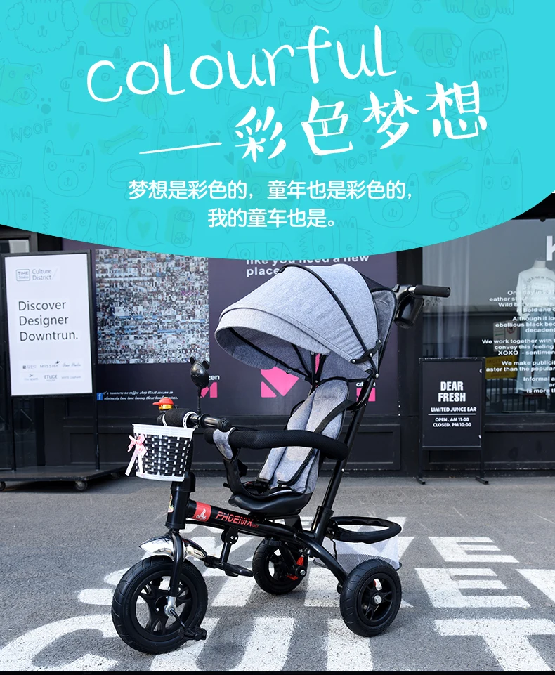 Top New Brand 1-6 Years Child Tricycle High Quality Swivel Seat Child Tricycle Bicycle Baby Buggy Stroller Bmx Baby Car Bike 6