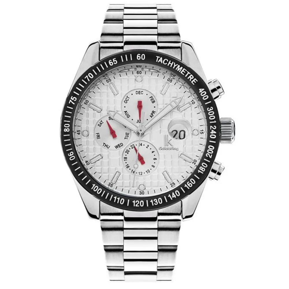 

IK Colouring Men Watches Sub Dials Automatic SelfWind Watch Calendar Magnifying Glass LuminousF Symphony Mirror montre mens